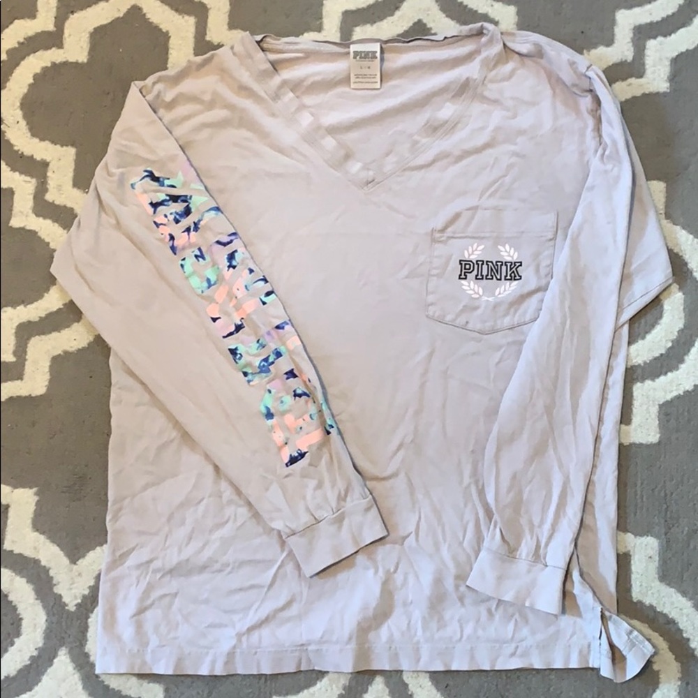 PINK grey long sleeve top